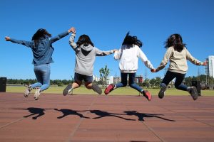 A photo of happy healthy children playing